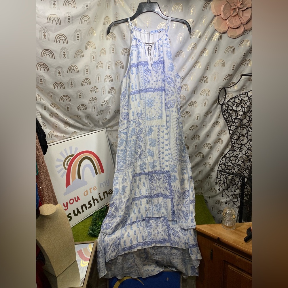 Blue and White Maxi Dress